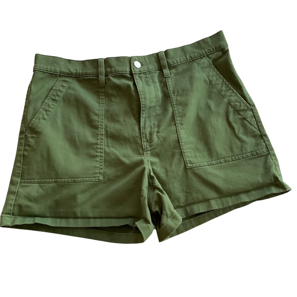 J.Crew‎ Chino Shorts Women 31 Green High Rise Utility Patch Pockets